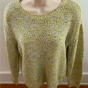 COS yellow marled cotton blend crewneck long sleeve sweater, size S minimalist